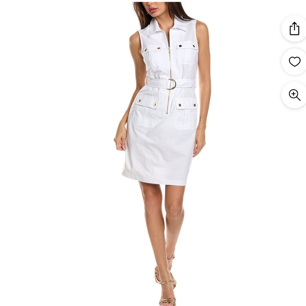 Sharagano Womens  Zip Front Shirtdress, Size 10, White